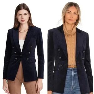 Veronica Beard Cliff Navy Blue Corduroy Cutaway Blazer